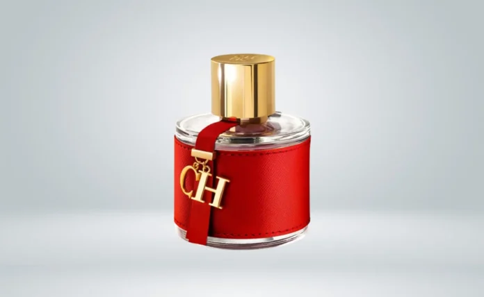CH Fragrances A bottle of red perfume labeled