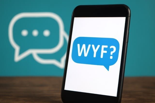 WYF meaning in a text Visual guide showing how to use WYF on your smartphone, including tips on its meaning and functionality.