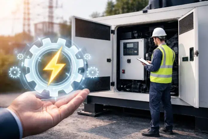 Auto Mains Failure panel controlling generator startup and automatic power transfer during a utility outage