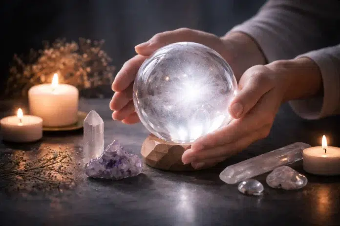 Ball Crystal Ball placed in a calm modern interior with soft light and elegant decorative styling