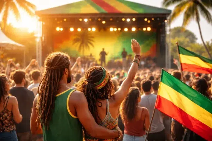 Bereggae festival crowd enjoying reggae music, food, art, and community celebration in Atlanta