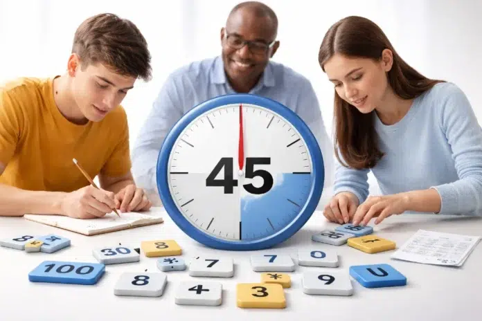 Countdown Solver puzzle setup with target number and arithmetic steps for students and teachers