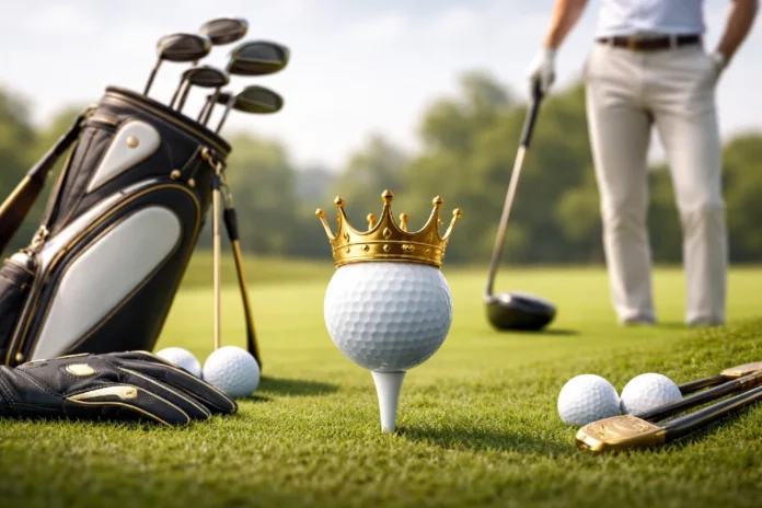 Premium handcrafted Emperor Golf putter with luxury detailing and custom design features on a clean golf setup