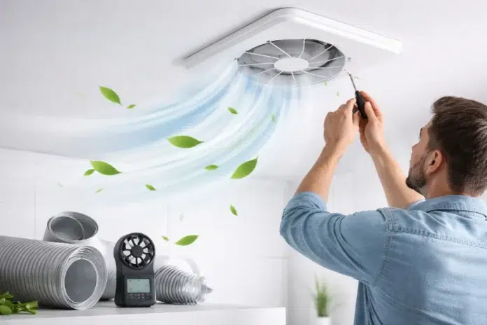 Exhaust Fan installed in a modern bathroom for better airflow and ventilation