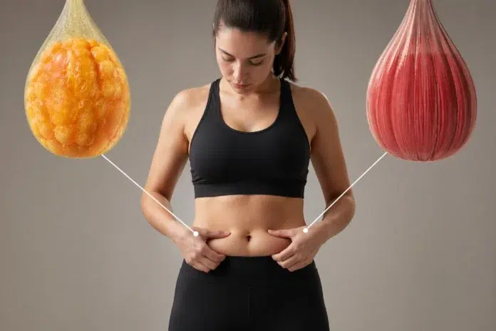 Fupa and lower belly fat comparison showing upper pubic fullness and lower abdominal fat shape differences